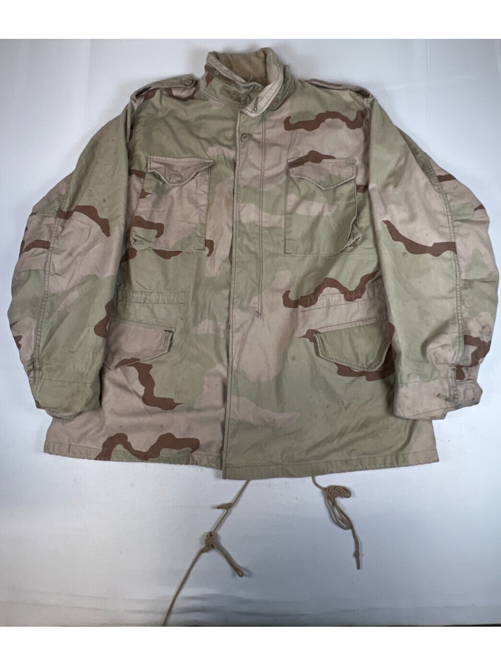 Vintage US Military Men L Long Desert Camouflage 3-Color Field Cold Weather coat